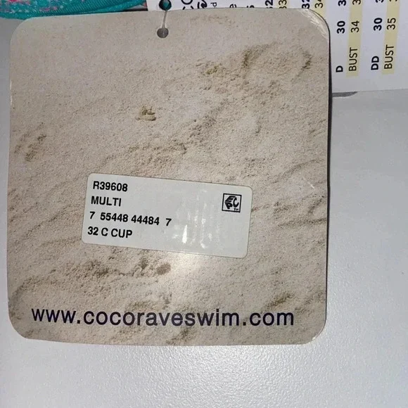 NWT 32C Coco Rave push up removable strap ruched middle bikini top - Picture 6 of 8